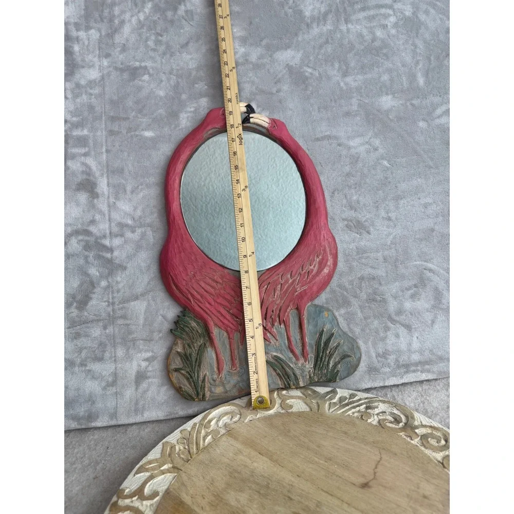 Al Pisano Country‎ Carver Pink Flamingo Wall Mirror Tropical Coastal Decor 1998
